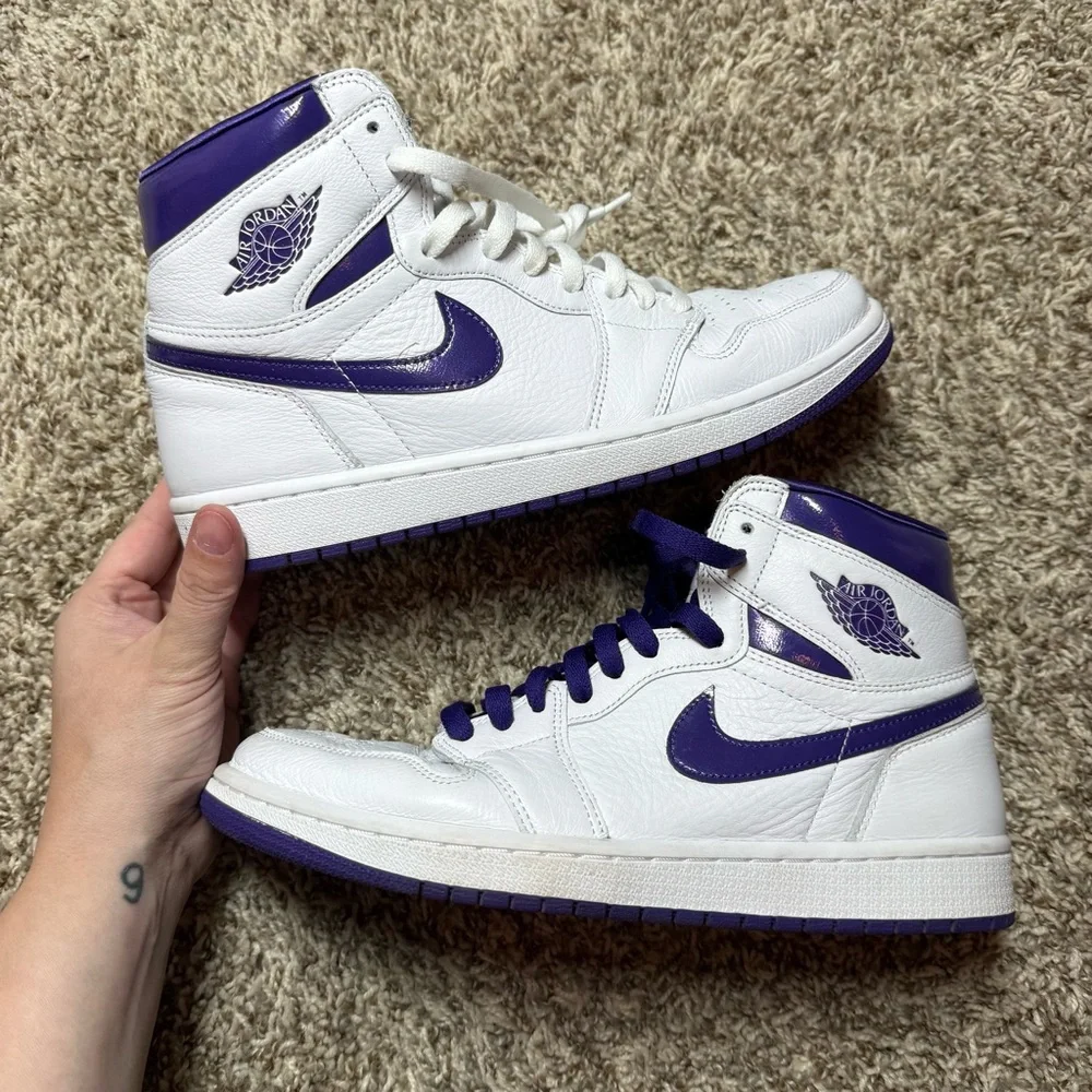 Nike Women's Air Jordan 1 Retro High OG White Court Purple Sneaker